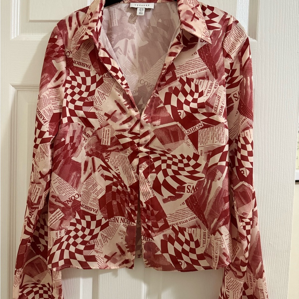 Top Shop Magazine Graphic Blouse